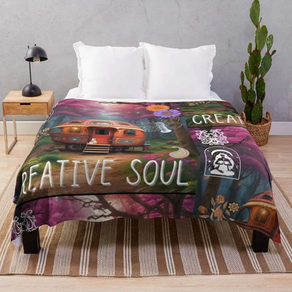 Creative Soul Gypsy Caravan Forestcore Design Throw Blanket Vintage heavy to sleep Blankets