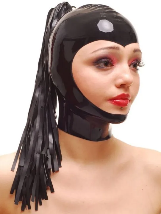 

Latex Mask with Exposed Face, Rubber Mask and Latex Ponytail Wig