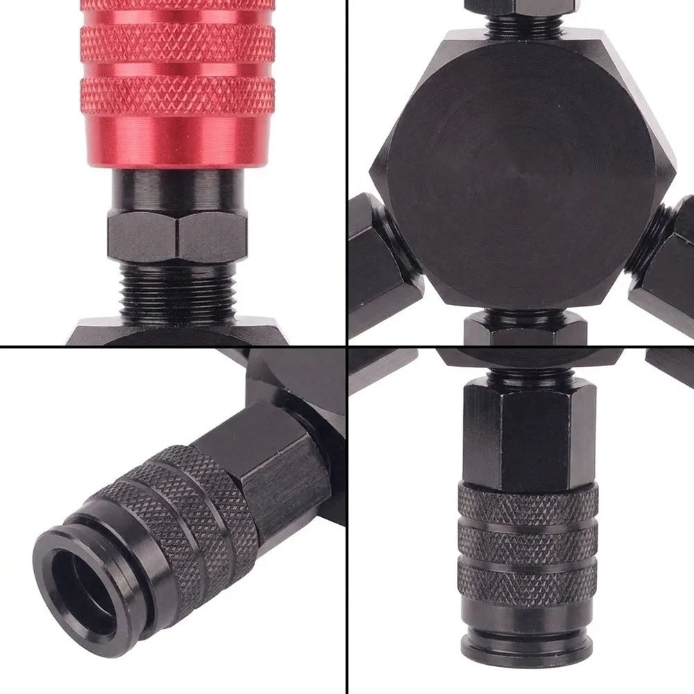 For Frequent Air Line Changes Black 3-way Air Coupler Fitting High-strength Aluminum Alloy 1 4 Inch NPT Thread