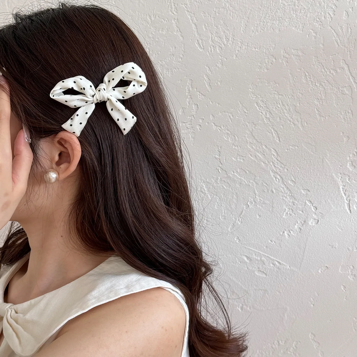 البولكا نقطة الانفجارات كليب أبيض وأسود دبوس الشعر الجانب الجبين القوس البسيط ثلاثي الأبعاد الكورية بطة بيل تنوعا #2