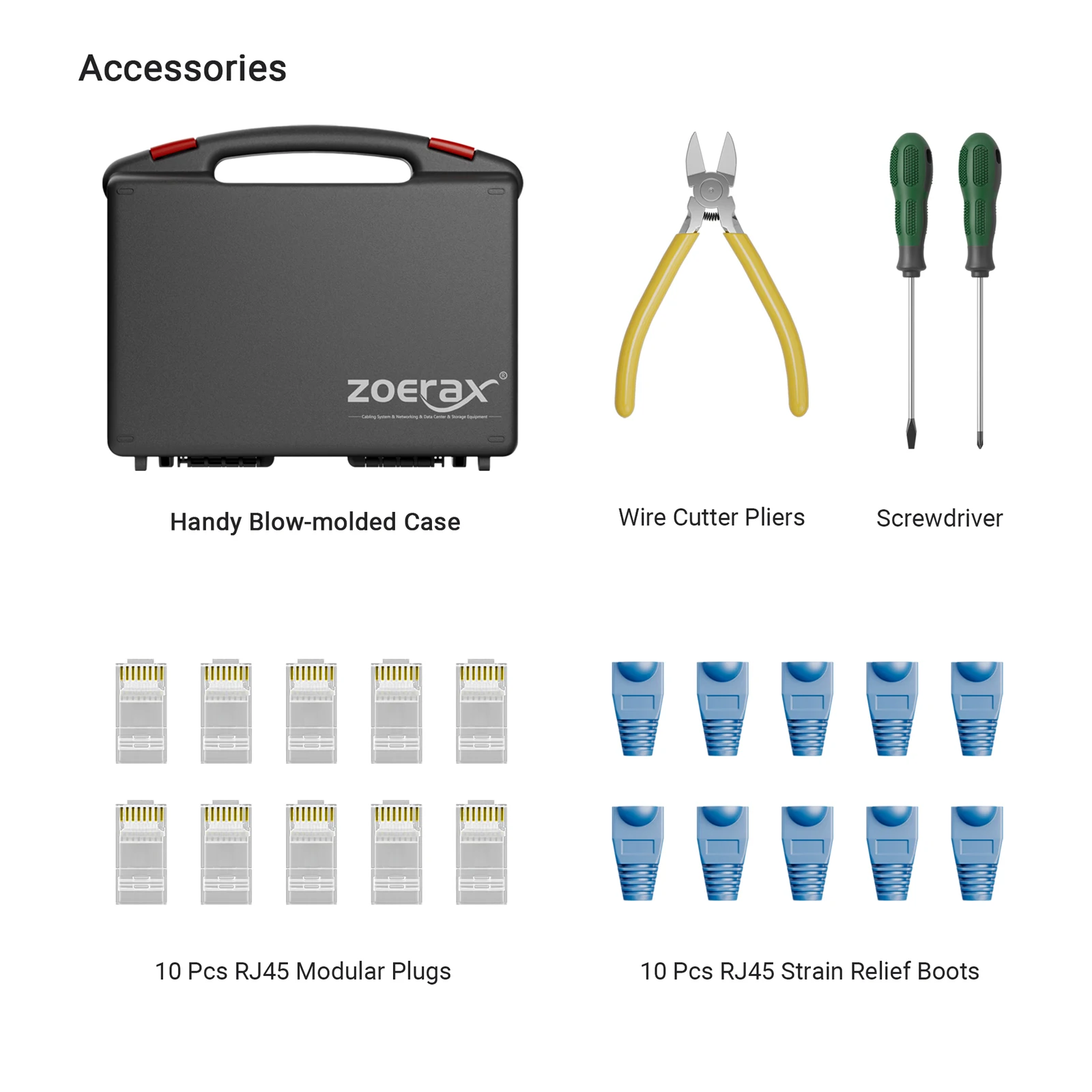 ZoeRax 11 in 1 Network Tool Kit RJ45 Crimp Tool kit Pass Through Crimper RJ45 Crimp Tool,Cable Tester, Punch Down Tool, Stripper