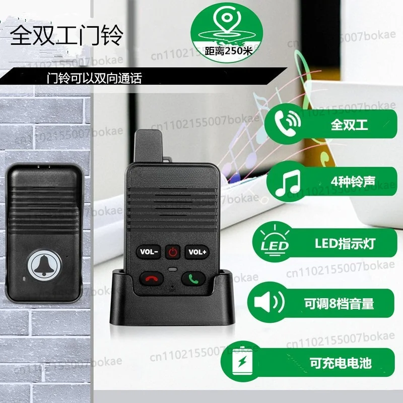 Wireless duplex voice home intercom doorbell for two-way communication