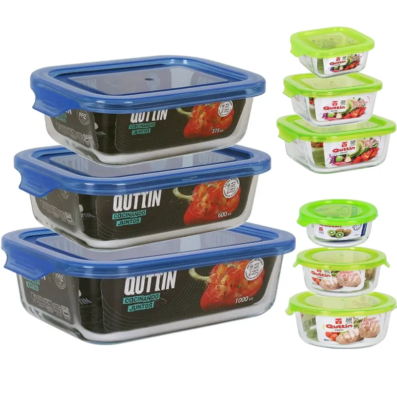 Maxhome-set 3 Thermal Lunch Boxes Glass with Lid Food Storage Containers Organizing Boxes Food Microwave Lunch Oven Transparent Glass Resistant Office Student