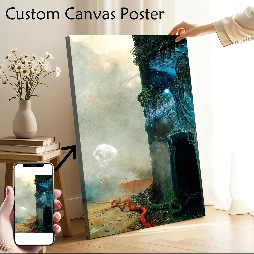 

Surreal Landscape With Tower Zdzislaw Beksinsk Poster Customizable Printed Canvas Painting for Pictures Wall Art Bedroom Mural
