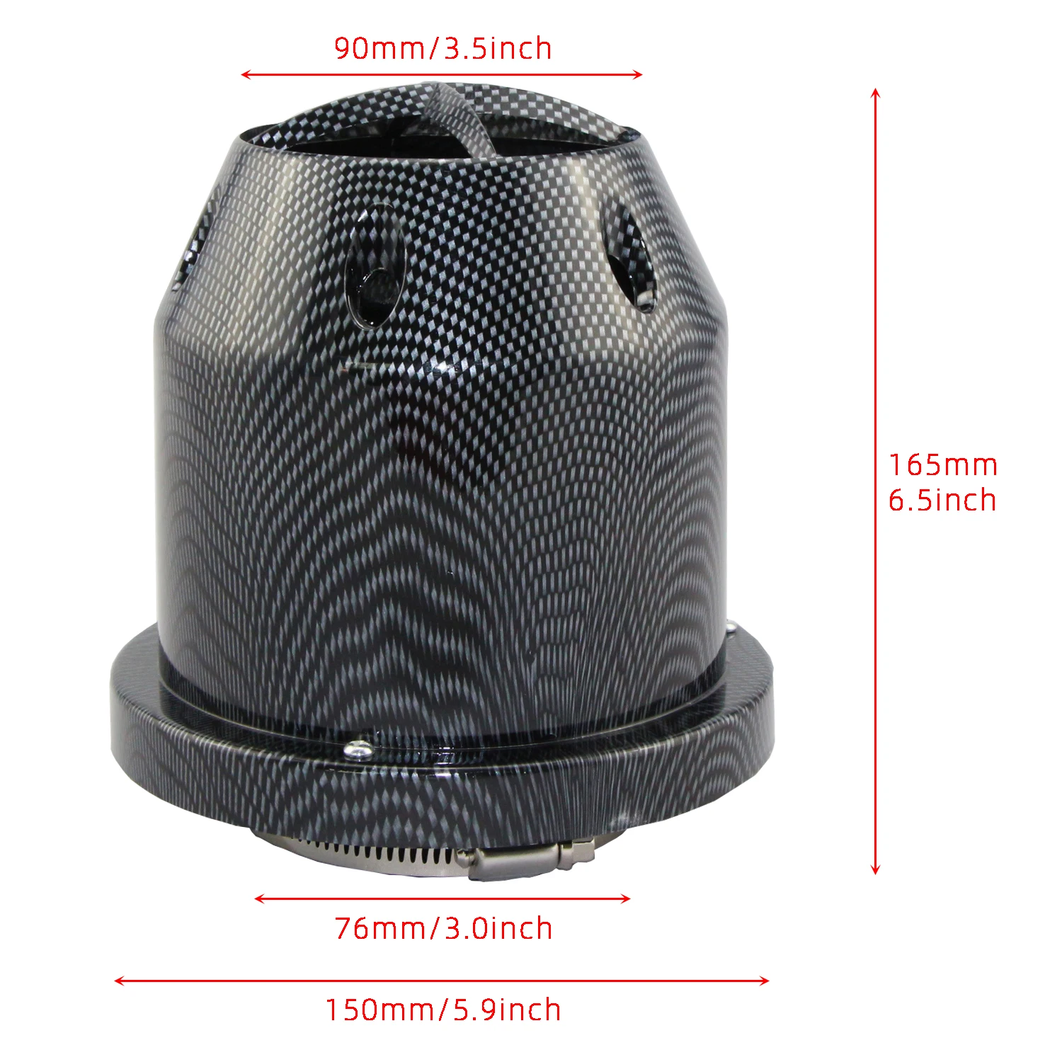 Car Cold Intake Air Filter 3inch Universal Washable Replacement Blue Carbon 76mm Sport High Flow Cone Air Filter with Cover