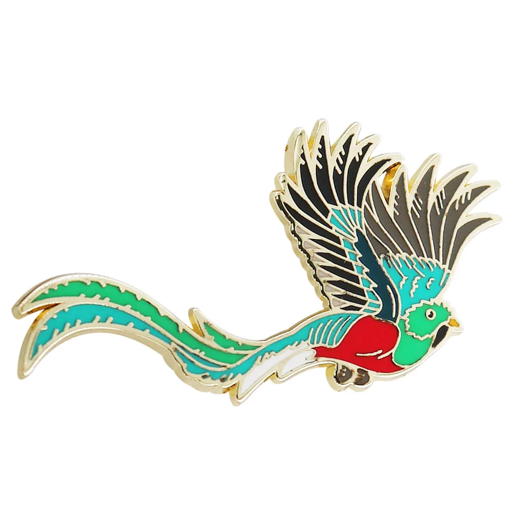 Broche de pájaro resplandeciente de Guatemala Quetzal, insignia decorativa de regalo para amantes de los pájaros