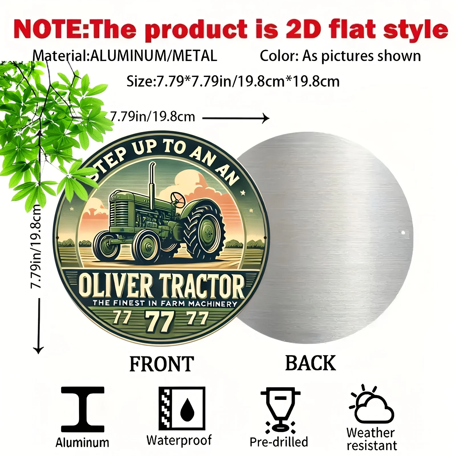 2D Flat, [2D Flat] 1pc Wall Art - Oliver Tractor Advertisement - Retro Sign - Vintage Aluminum Warning Poster for Danger Areas,