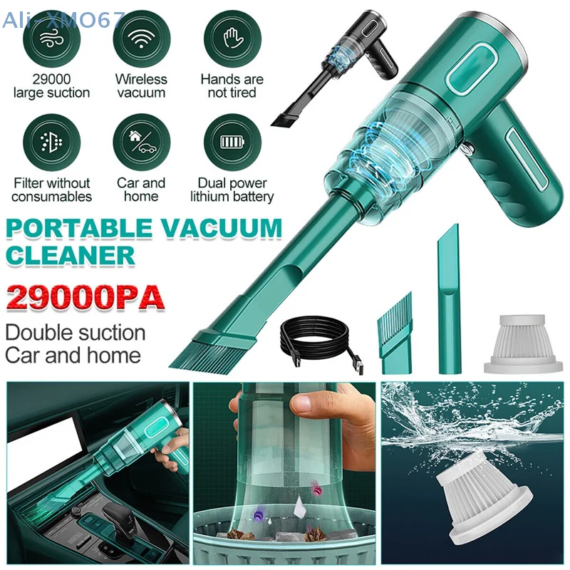 

29000Pa Wireless Car Vacuum Cleaner USB Charging Car 2000Mah Portable Cleaning Appliance Mini WetandDry Vacuum Household