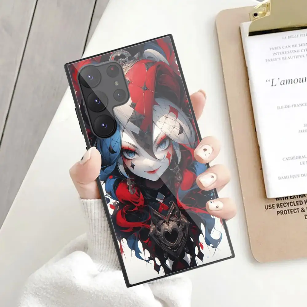 Magical Girl Phone Case For Samsung Galaxy S24 S23 S22 S21 S20 Ultra FE Plus Black Glass Case Cover image 3