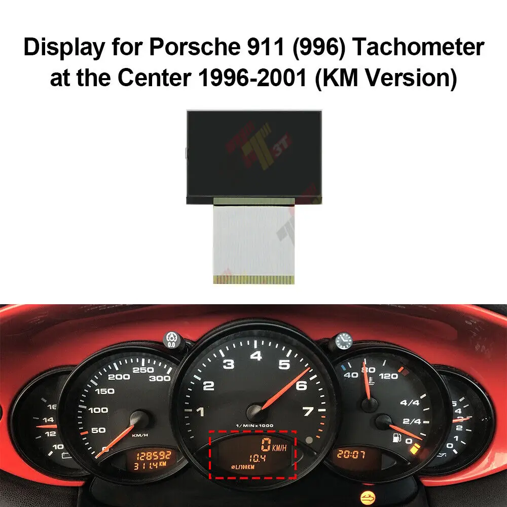 Dashboard LCD Display for Porsche 911 996 and 986 Boxster Tachometer On The Center KM Version