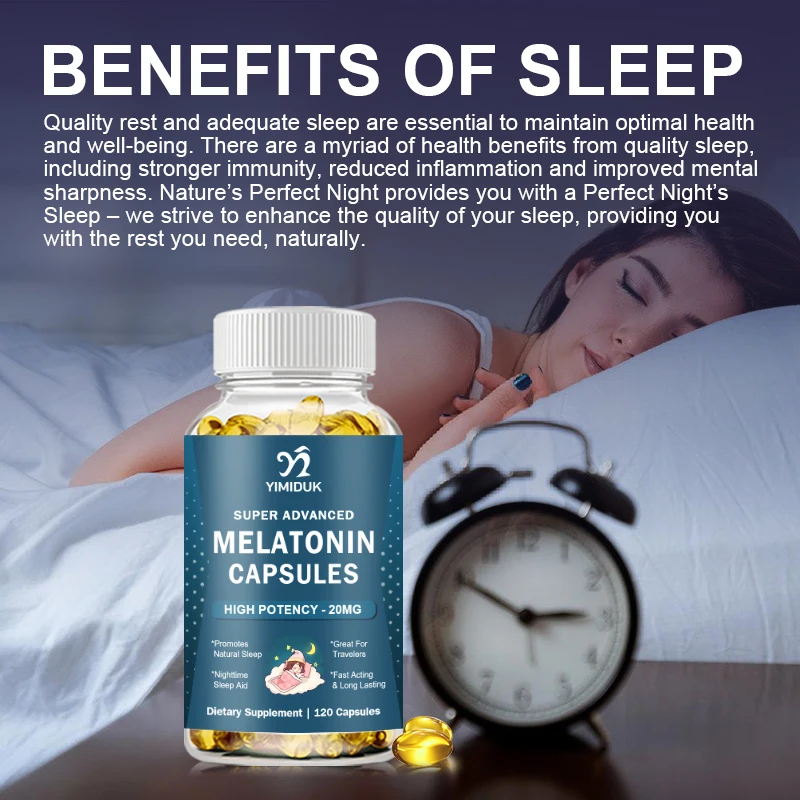 Melatonin 20 Mg Instant 120 Capsules - Natural Berry Flavor, Fall Asleep Faster, Sleep Longer, Natural Sleep Aid