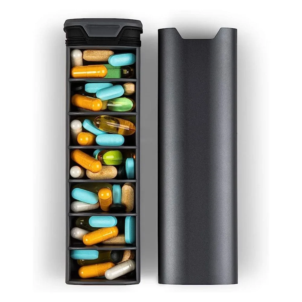 High-quality Aluminum Pill Storage Cases 7 Compartments Travel Pill Organizer New Moisture Proof Small Pill Box for Pocket Case