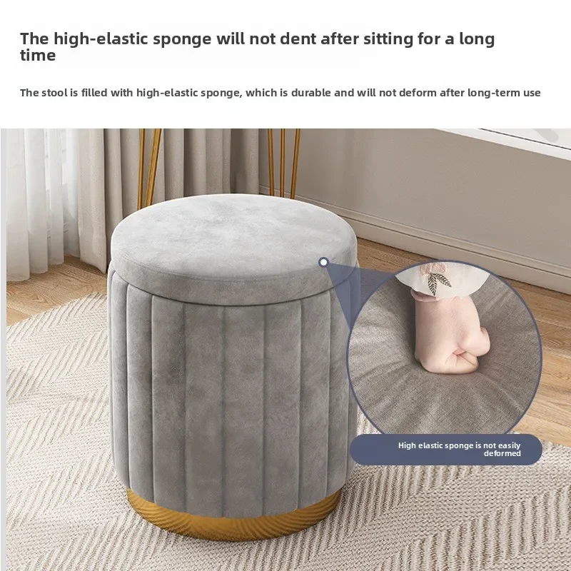 Sgabello cosmetico sgabello rotondo di lusso leggero, camera da letto celebrità di Internet semplice, portaoggetti moderno, sgabello da comò
