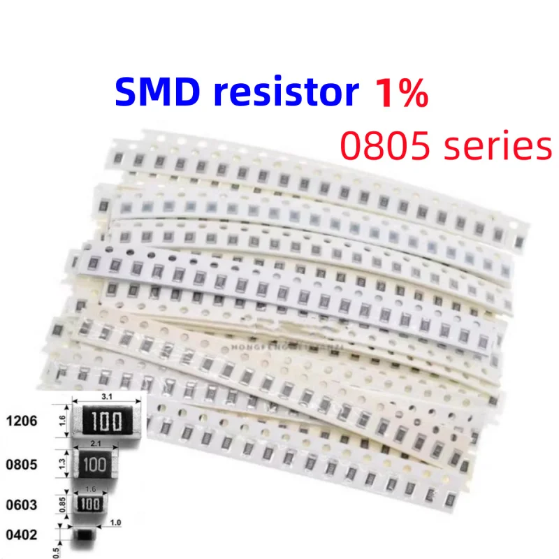 (100 шт.) 0805 сопротивление SMD 1% обычные ценности сопротивления 0R-10M 10R 22R 100R 470R 1K 6K8 10K 91K 100K 5M1 Высокая точность