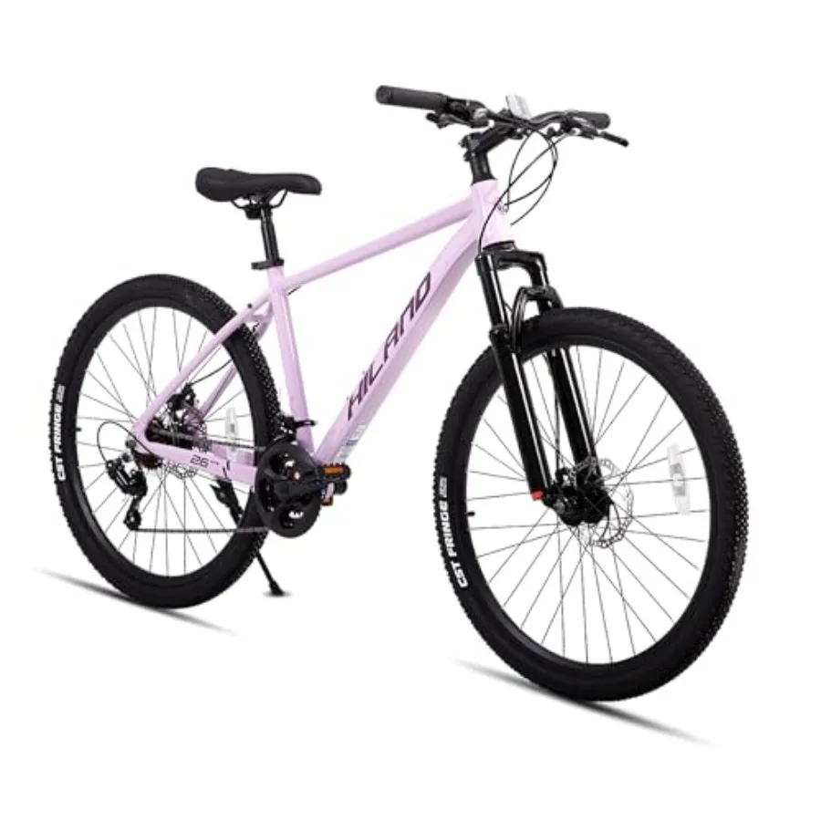 

HILAND Men's Women's Mountain Bike 21 Speed Urban Commuter Bike with Dual Disc Brake Front Suspension Fork High Carbon Steel Fr