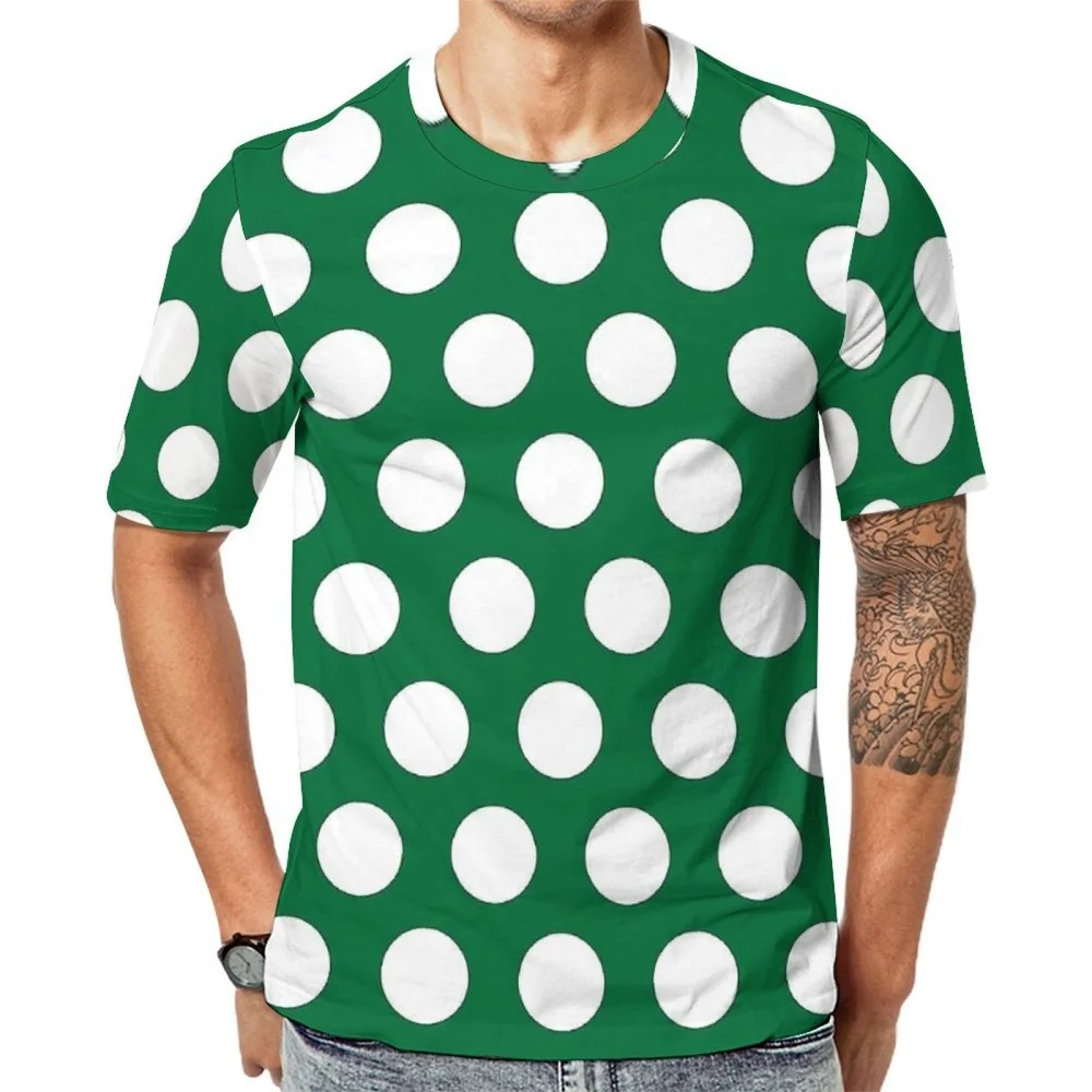 Fashion Green Polka Dots T-Shirt Men High Quality Short Sleeve Tee Men's T-Shirt Funny T Shirts Summer T-Shirts Oversize Clothes