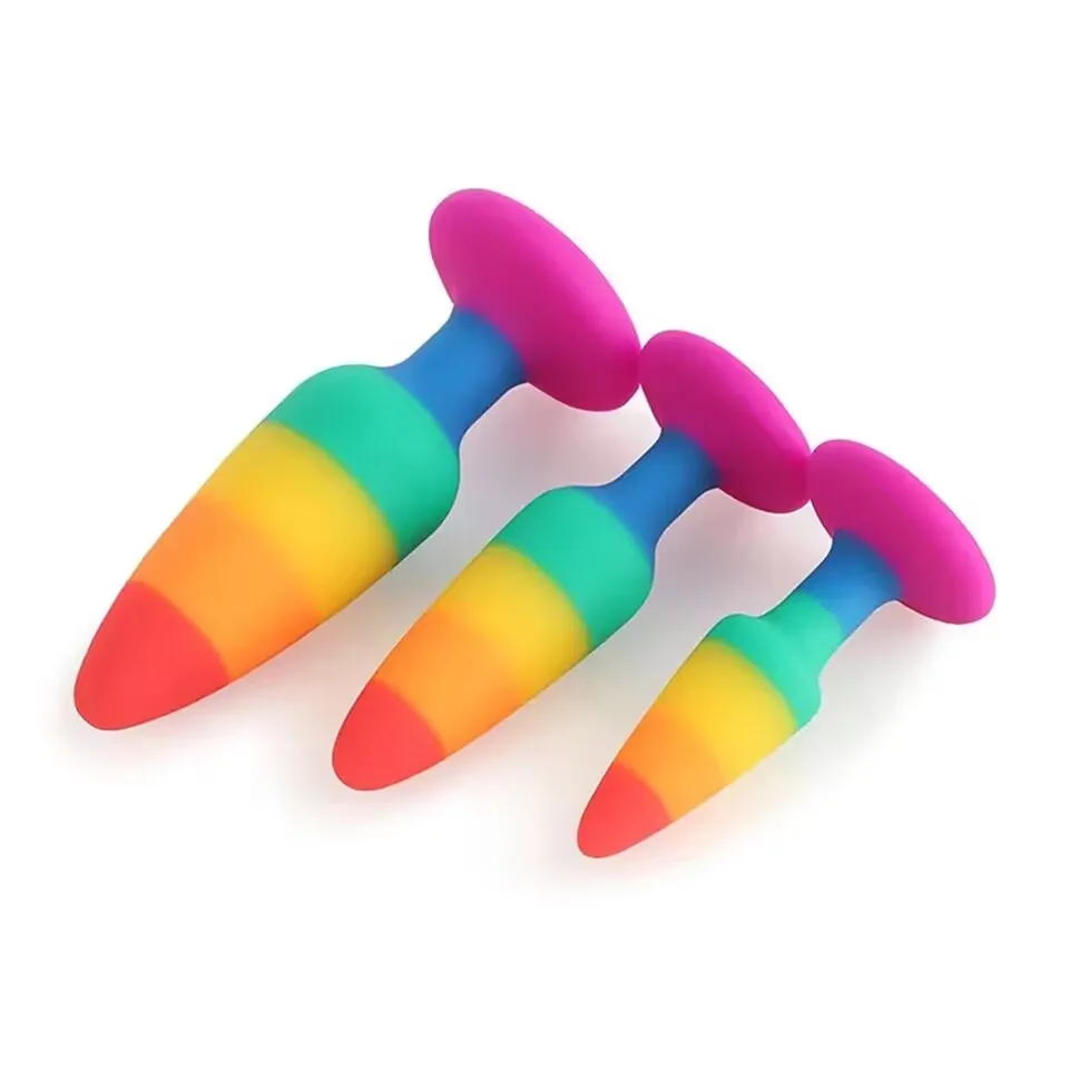 Rainbow Anal Plug 3 Size Soft Liquid Silicone Butt​ Plug Sexshop Para Homens Dilatador Juguetes Sexuales Dildo Sex Toys For Man