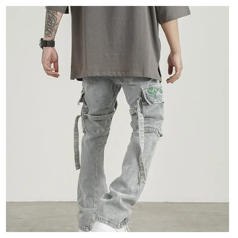 Embroidered Jeans Vintage Trendyol Men Casual Pants Hip Hop Trousers Y2k Jean Flared Woman Baggy Man Streetwear Harajuku Men's