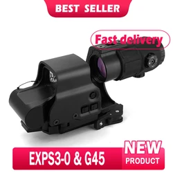 HolyWarrior EXPS3-0 Red Dot Sight With G45 5X Magnifier With Fast Riser and FTC Mount 4PCS Combos US Flag Marking