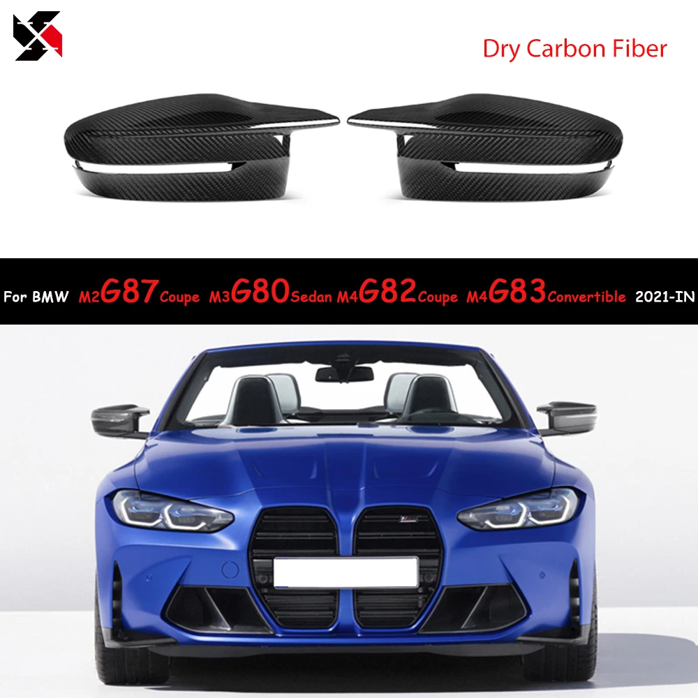 Dry Carbon Fiber Side Rearview Mirror Cover Caps Gloss For BMW M2 G87 M3 G80 M4 G82 G83 M240 2020-IN Sedan Coupe Convertible