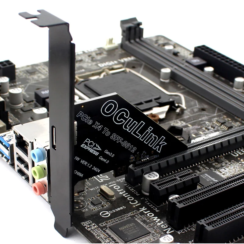NEW 64Gbps PCI Express 4.0 X4 to Oculink SFF-8612 Expansion Card Riser Converter + Low Profile Bracket for U.2 SSD Graphics Card