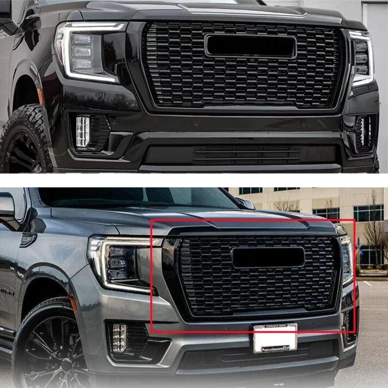 Gloss Black Fit GMC Yukon/XL Denali 2021-2023 Front Bumper Grille Molding Trim