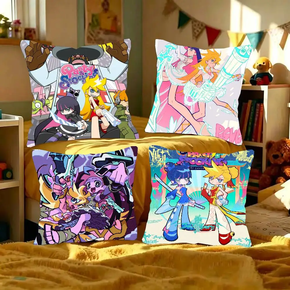 Anime Panty And Stocking With Garterbelt Pillow Case Fashion Square Pillowcase Bedroom Sofa Room Ins Decoration Leisure
