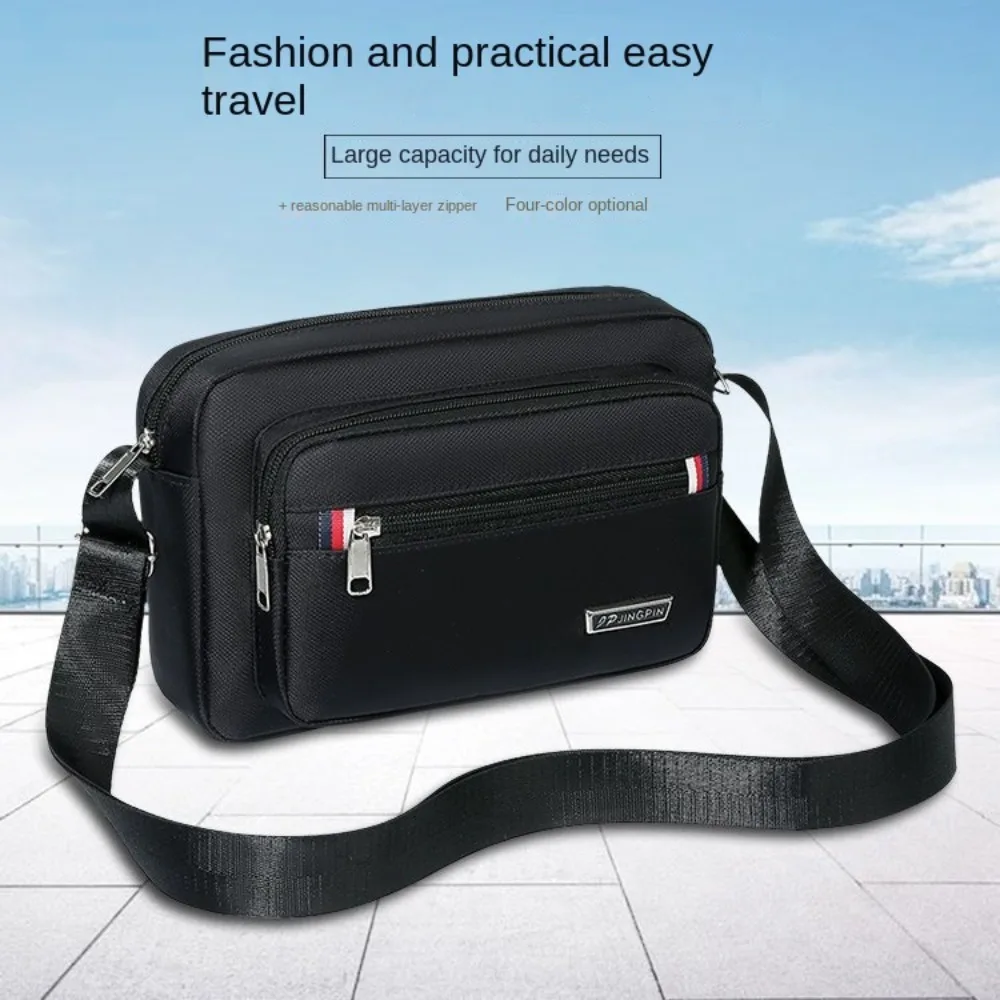 Men Crossbody Bags Male Nylon Shoulder Bags 4 Zippers Boy Messenger Bags Man Handbags for Travel Casual Large Satchel