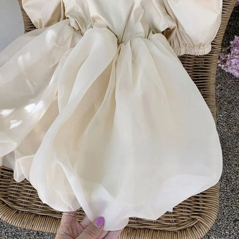 Baby Girl Princess Tutu Dress Puff Sleeve Infant Toddle Kids Vintage Vestido Backless Wedding Party Birthday Child Clothes 1-10Y