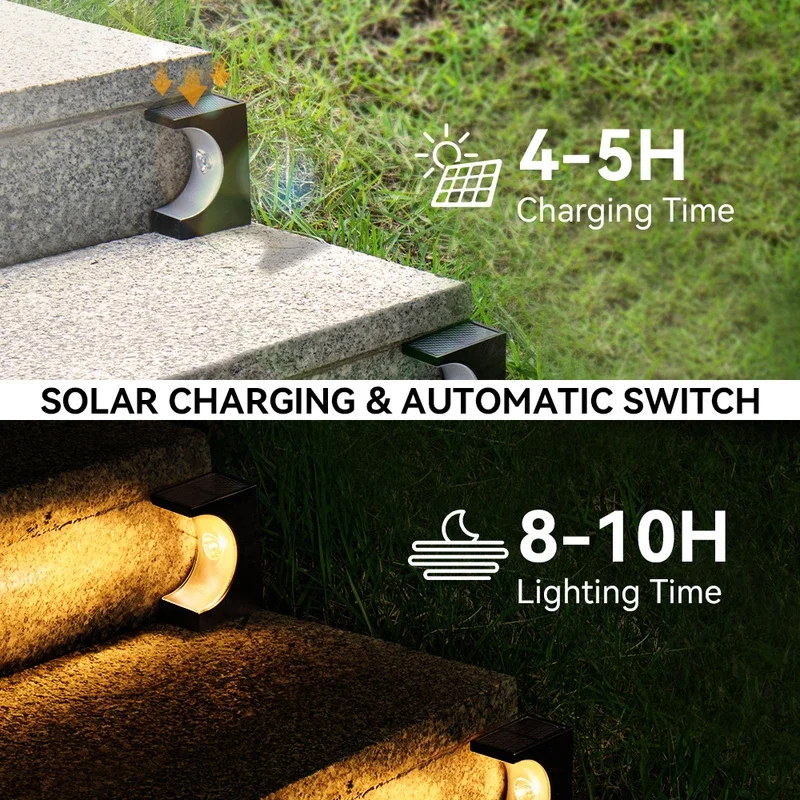 2Pcs/4Pcs Outdoor LED Solar Stair Light IP65 Waterproof Deck Lights For Stair Step Porch Patio Garden Terrace Balcony Decor