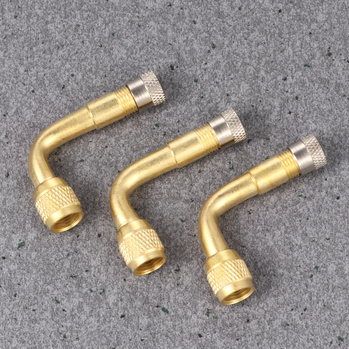 

3pcs Tire Stem Extension Adapters 90 Degree Curved For Car Truck Motorcycle Trailer Rv Vehicle Golden Steel Valve Extender