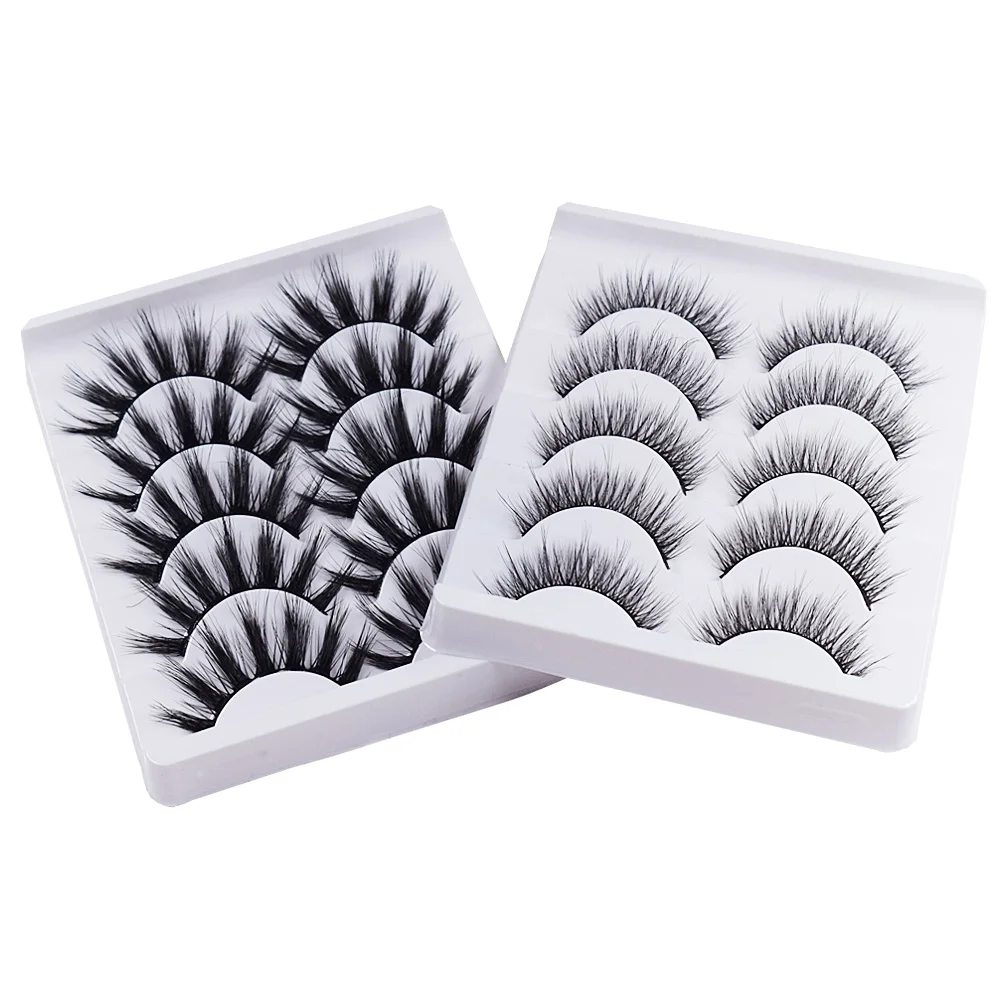 New 5Pairs 25mm 3D Mink Lashes Bulk Faux with Custom Box Wispy Natural Mink Lashes Pack Short Wholesales Natural False Eyelashes