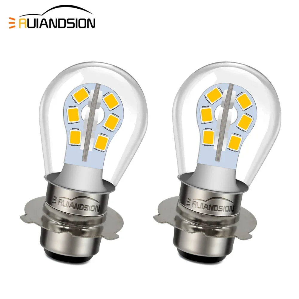 

Ruiandsion 2pcs P15d-25-3 LED Bulb Motorcycle Headlight Scooter Bulb Fog Light White Yellow Motorcycle Accessories 6V