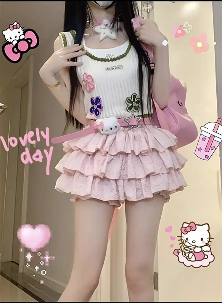 

Pink Skirt Sweet High Waist Japanese Y2k Kawaii Clothes Fold Punk Cute Lolita Sexy Cute 2024 Mini Skirts Cutecore Girl Skirt 90s