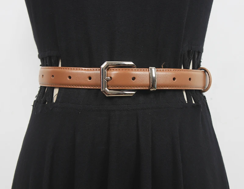 

Women's Runway Fashion Genuine Leather Cummerbunds Female Dress Corsets Waistband Belts Decoration Narrow Belt R1681