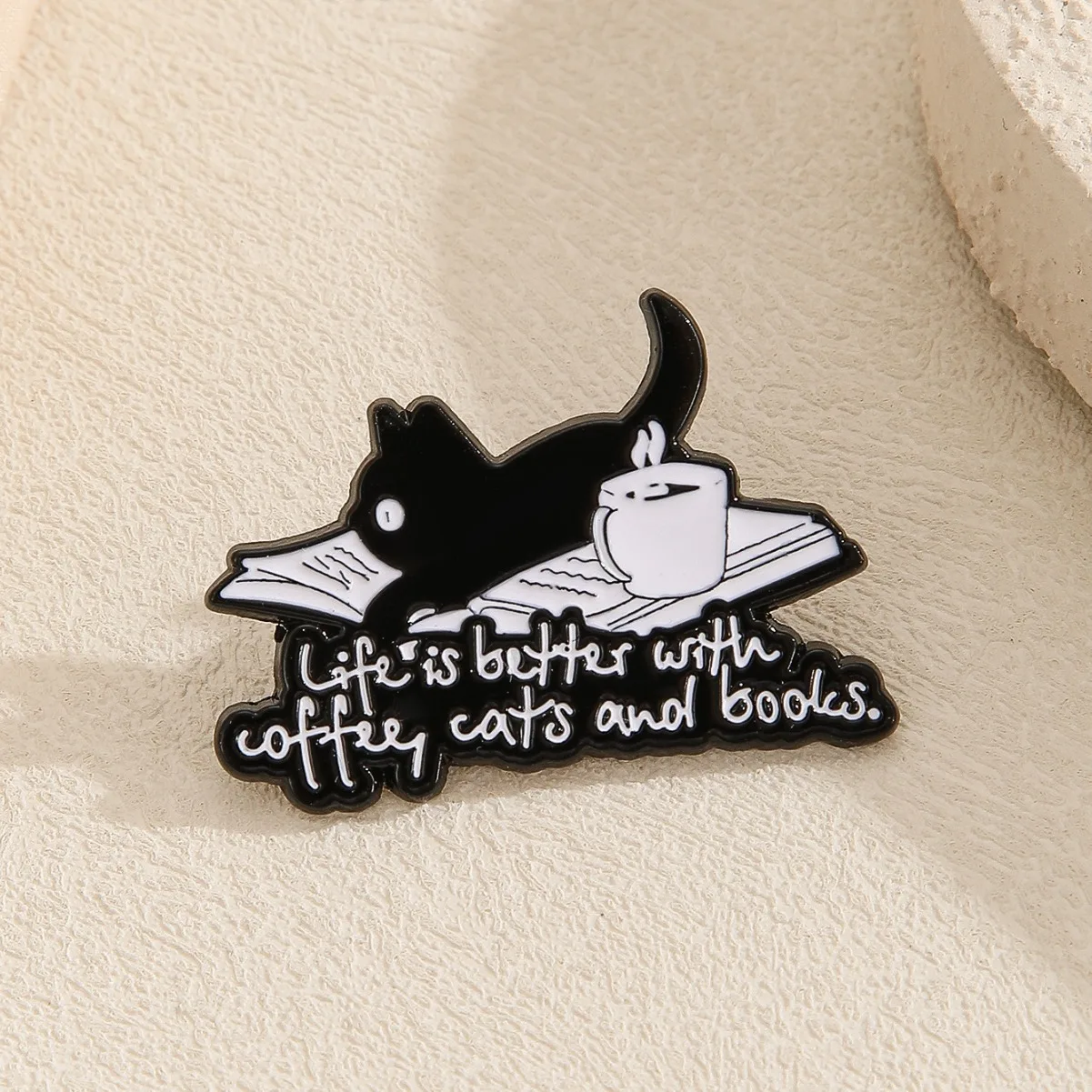 Coleção de livros criativos, alfinetes esmaltados, café, gato preguiçoso, bookworm, nerd, livro mágico, broches, lapela, crachá, joias, presentes para amigos