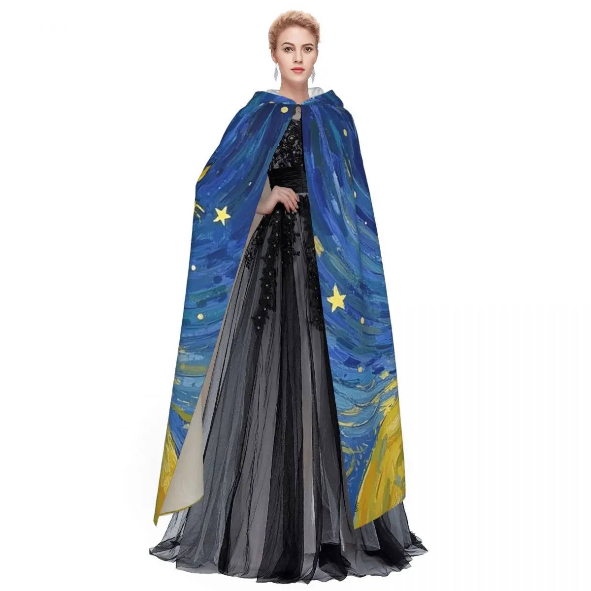 Anime Cartoon Little Prince Long Hooded Cloak Witch Medieval Costume Cosplay Cape HalloweenCoat Adult Unisex view 2