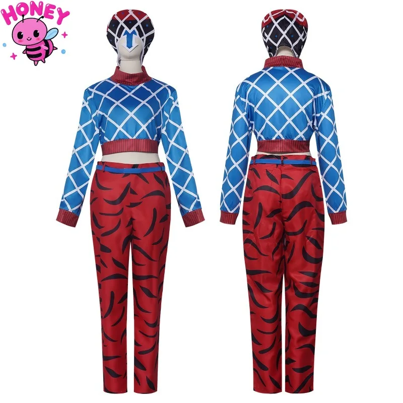

Anime JoJo's Adventure Cosplay Costume Guido Mista Outfit Top Pants Hat Halloween Carnival Party Disguise Suit