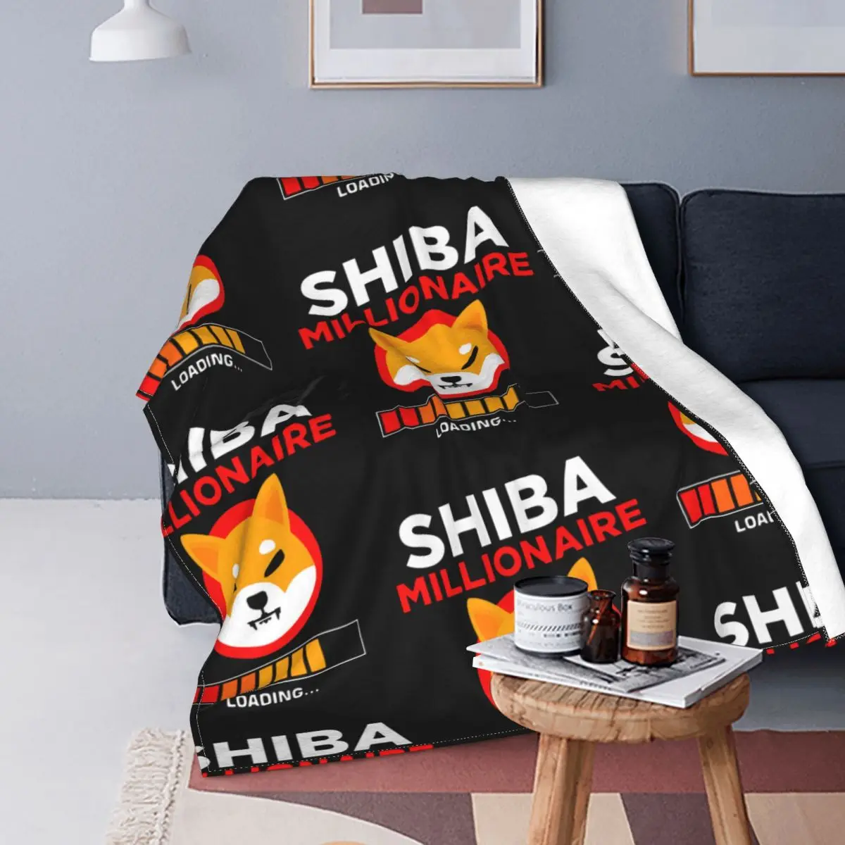 Shiba Inu Coin Token Shib Army HODL Crypto Fleece Throw Blanket SHIB Millionaire Loading Blanket for Bedding Warm Thin Quilt