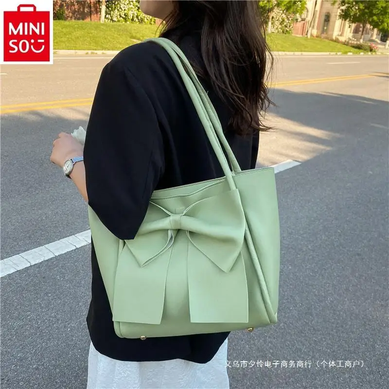 

MINISO Disney Fashion Large Capacity Escape Princess Bow Tote Bag Women's Versatile Handheld Underarm Bag