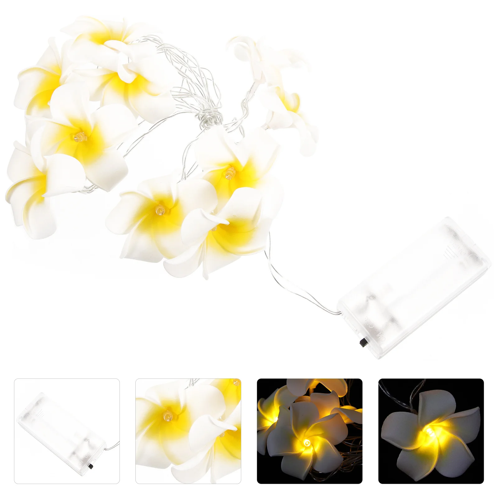 أضواء زهرة بلوميريا اصطناعية Led 1.5 متر أبيض دافئ لحفلات الزفاف وأعياد الميلاد ديكور فندق المرحلة الديكور بلوميريا #5