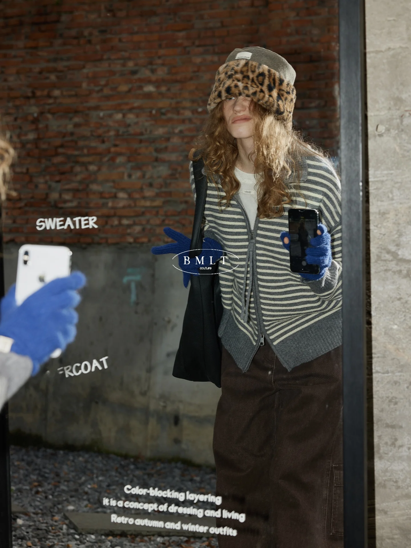 

BMLT Autumn Winter Striped Knitted Zipper Collar Sweater Coat Lazy Color Blo Long Sve Warm Cardigan for Women Commute Sle