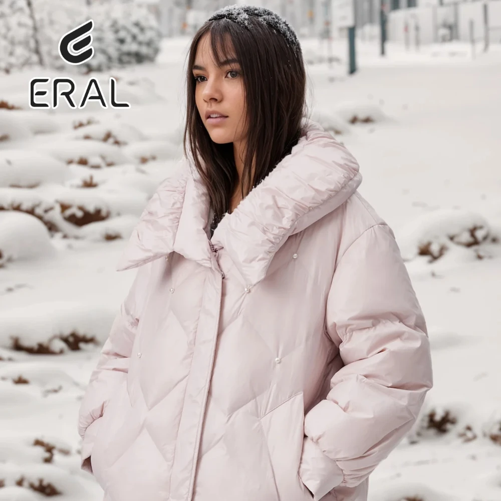 Eral Zip Up Padded Coat For Winter,good handfeel,windproof,warmth,duck down,well-fitting,lightweight,fashion,Winter,pink