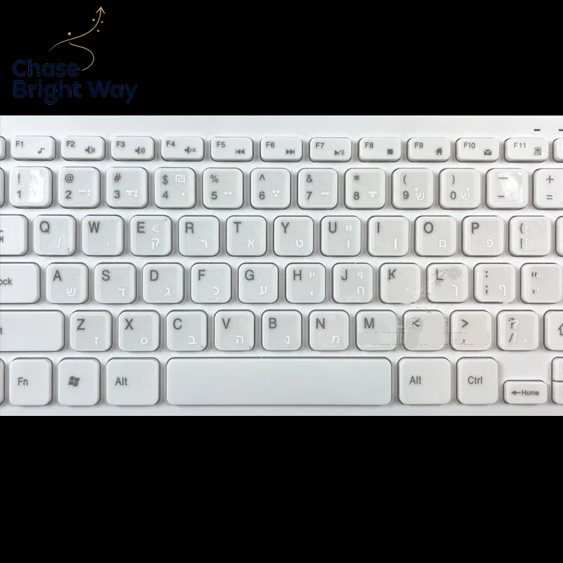 1/5pcs Eco-environment Plastic White Hebrew Laptop/Desktop Computer Keyboard Letter Keyboard Stickers On Transparent Background