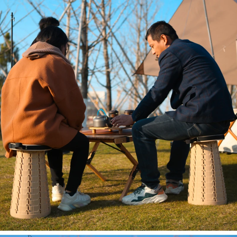 Soft Rubber Folding Stool Portable for Outdoor Travel Adjustable Telescopic Storage Convenient Space Saving Sturdy