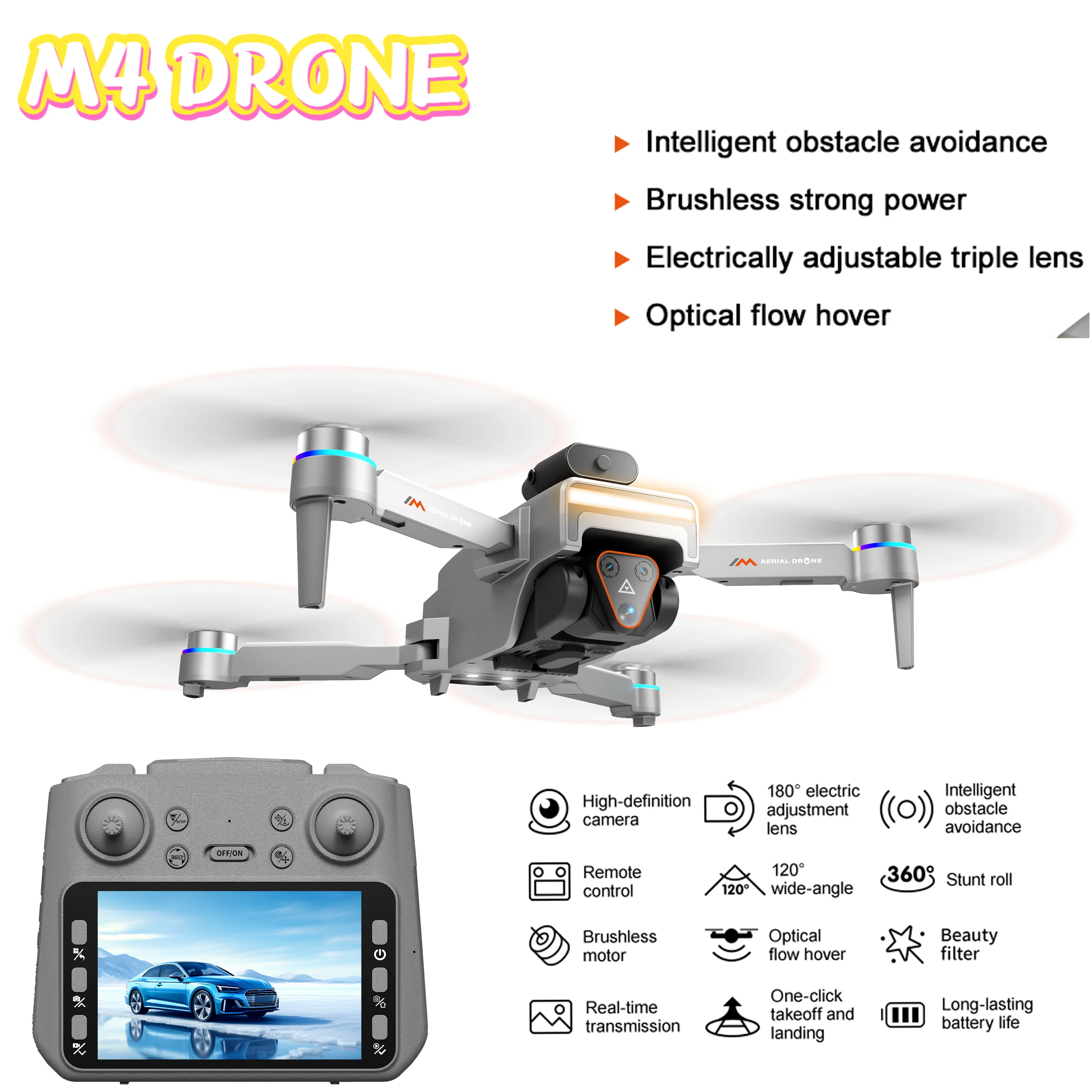 2025년 신형 M4 드론 WiFi FPS 미니 4K HD 듀얼 카메라 장애물 회피 전동 쿼드콥터 장난감 선물