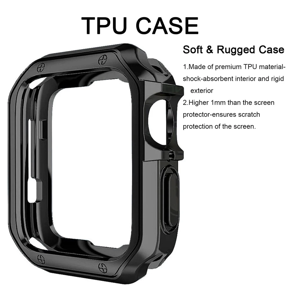 2 in 1 Case+Strap for Apple Watch 45mm 44mm Band Ultra 49mm 41mm 40mm Stainless Steel Bracelet Soft Cover iWatch SE 9 8 7 6 5 4