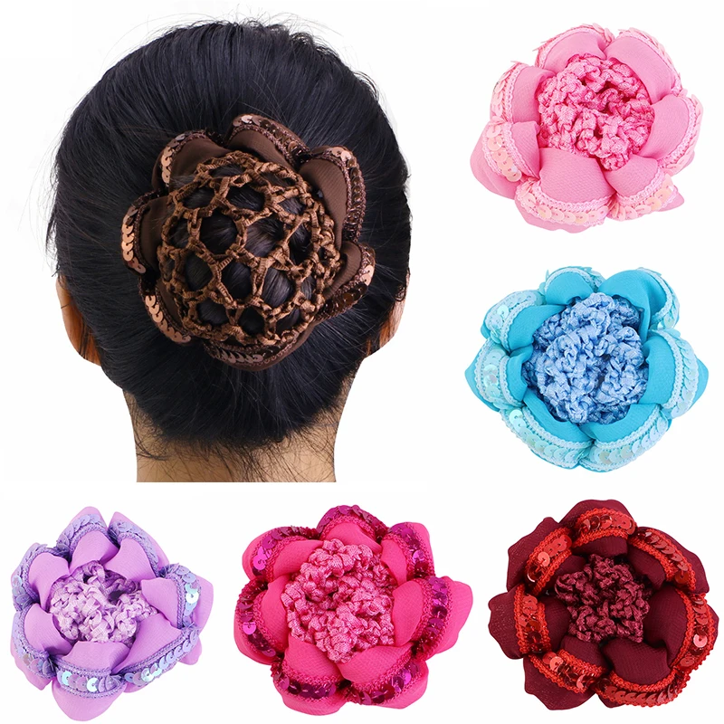 1PCS Hair Accessories DIY Ponytail Fixed Styling Tool Solid Color Dance Skating Hairnet Elastic Bun Cover Simple