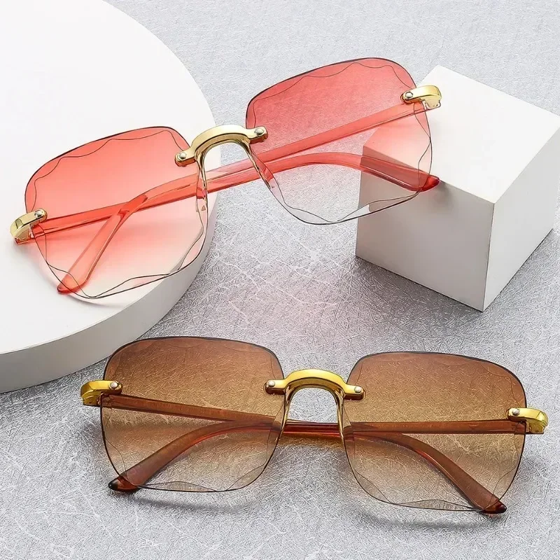 2024 New Frameless Cut Edge Sunglasses Fashion Summer Sun Visors Women's Transparent Multi-color Lenses UV400 Women Sunglasses