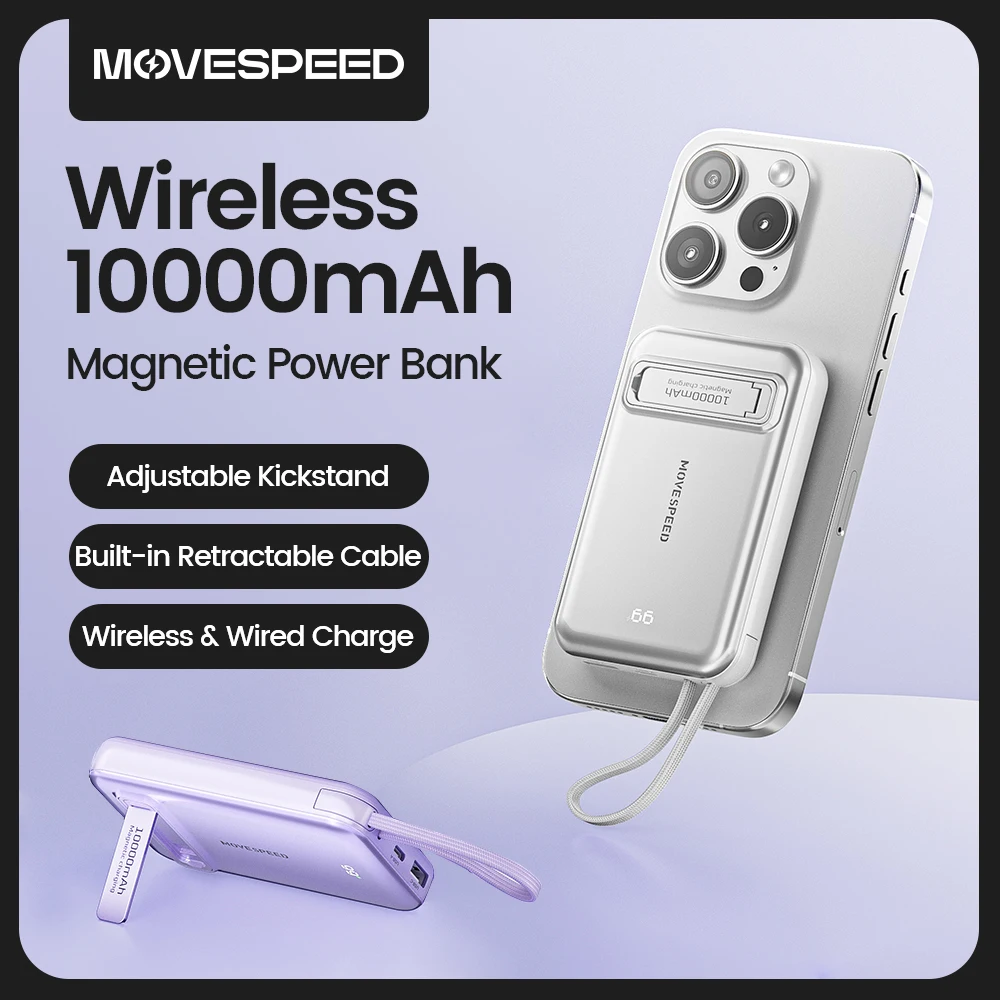 

MOVESPEED C10 Magnetic Power Bank 10000mAh 20W Wired Charge 7.5W Wireless Charging Portable Power Bank for iPhone 16 15 14 13 12